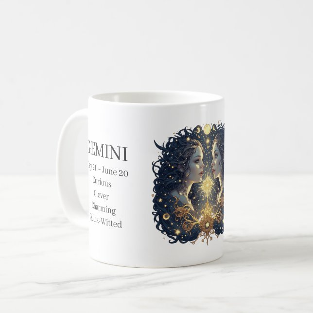 Zwillinge Zodiac Sternenkunst & individuelle Eigen Kaffeetasse (Vorderseite Links)