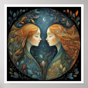 Zwillinge Zodiac Sternzeichen Astrologie Himmels- Poster