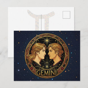 Zwillinge Zodiac Symbol für Männer Postkarte