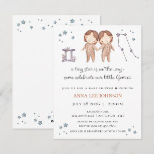 Zwillinge-Zodiak-Baby-Shower-Einladung Feiertagskarte