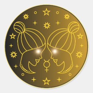 Zwillinge-Zodiak-Emblem Minimales Himmelsymbol Runder Aufkleber