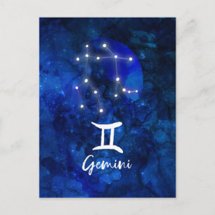 Zwillinge Zodiak Sternbild Blaue Galaxie Himmels- Postkarte