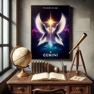 Zwillinge-Zodiak-Tauben in Harmonie Poster