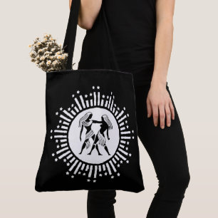 Zwillinge-Zodiaksymbol mit Sternen Schwarz und Wei