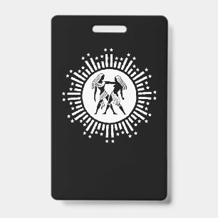 Zwillinge-Zodiaksymbol mit Sternen Schwarz und Wei Ausweis