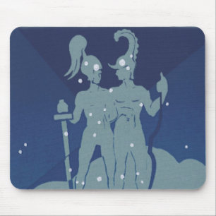 Zwillinge Zwillingssternbild Vintage Tierkreis Ast Mousepad