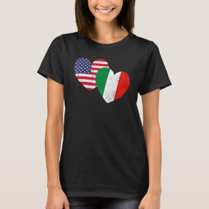 Zwillingherzen Italien USA Flaggen abgenutzt für i T-Shirt