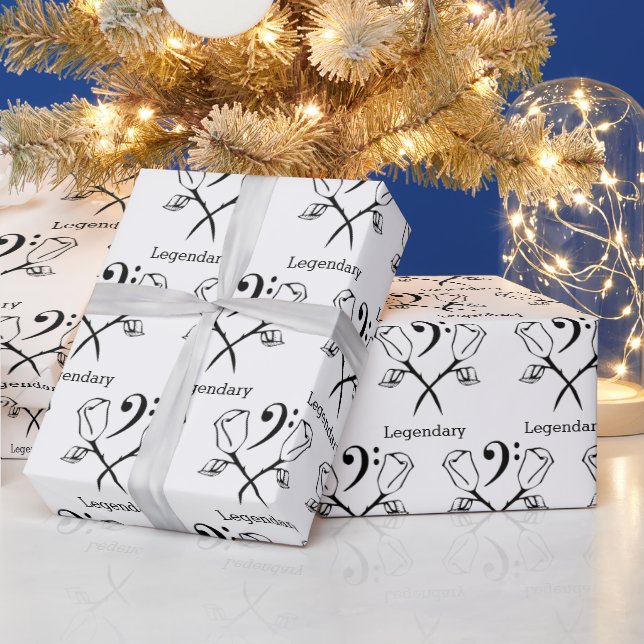 Zwillingliche Rose mit Bass Clef Geschenkpapier (Feiertage)