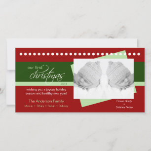 Zwillings-1. Weihnachtsfeiertags-Fotokarte (rot) Feiertagskarte