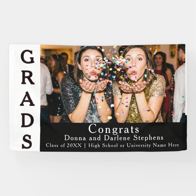 Zwillings-Abschlussfeier Party Gratulation Banner (Horizontal)