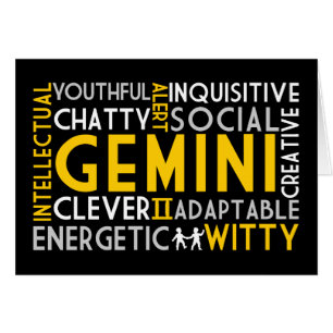 Zwillings-Astrologie-Wort-Collagen-Karte