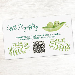 Zwillings-Baby-Party-QR-Geschenkliste Begleitkarte