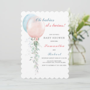 Zwillings-Babyparty-Einladung Junge und Mädchen Einladung