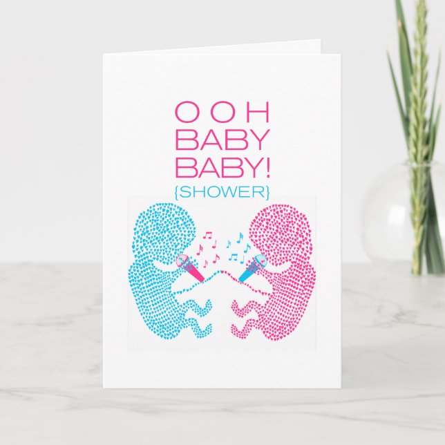 Zwillings-Babyparty-Einladungs-Junge und Mädchen Einladung (Vorderseite)