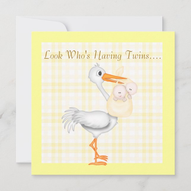 ZWILLINGS-BABYPARTY-EINLADUNGS-PERSON-GESCHLECHTER EINLADUNG (Vorderseite)