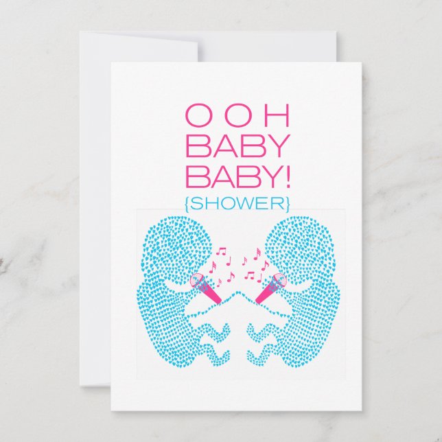 Zwillings-Babyparty-Einladungs-Zwillings-Jungen Einladung (Vorderseite)