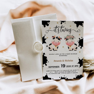 Zwillings-Babyparty für Mädchen und Jungen mit dem Einladung