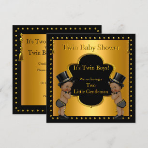 Zwillings-Babyparty Jungen Kleiner Gentleman Ethni Einladung