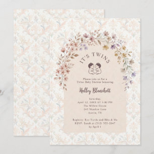 Zwillings-Babyparty - Pastellflorales LPM26 Einladung