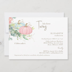 Zwillings-Babyparty Pink & Blau Little Pumpkins Einladung