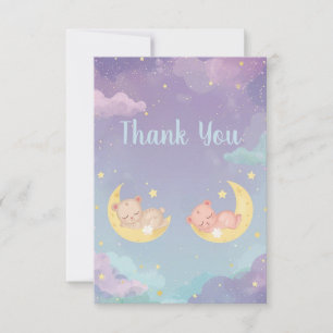 Zwillings-Babyshower-Dankeskarten Schlafende Tiere