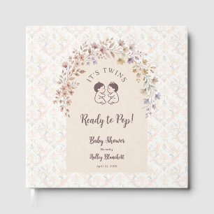 Zwillings-Babyshower Whimsical Pastell-Blumen LPM2 Gästebuch