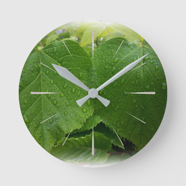 Zwillings-Blätter Runde Wanduhr (Vorderseite)