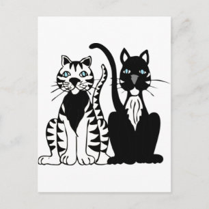 Zwillings-Cartoon-Katzen Postkarte