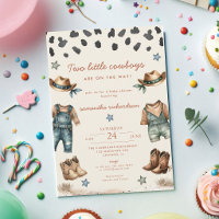 Zwillings-Cowboys-Baby-Shower-Einladung