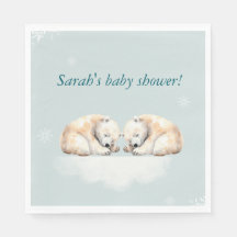 Zwillings-Eisbär-Baby-Shower-Servietten