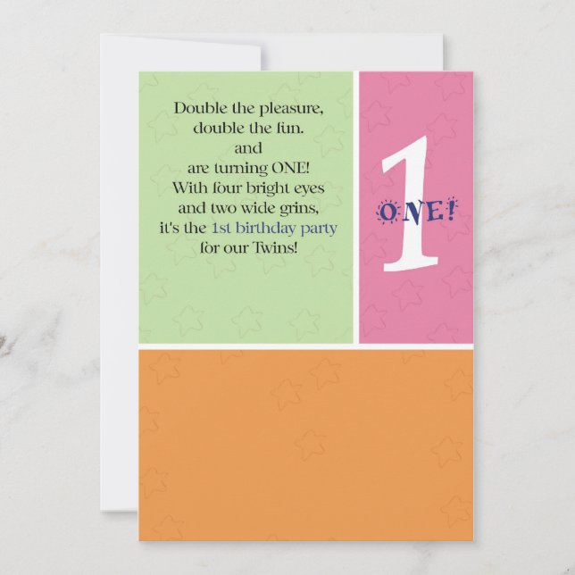 Zwillings-erster Geburtstag Einladung (Vorderseite)