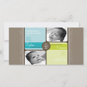 ZWILLINGS-FOTO-GEBURTS-MITTEILUNG:: geschätztes 2L Ankündigung