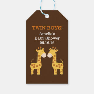 Zwillings-Giraffen-Geschenkanhänger für Baby-Showe Geschenkanhänger