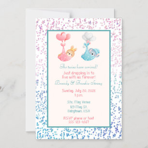 Zwillings-Junge & Mädchen-Baby-Party Pinker und bl Magneteinladung