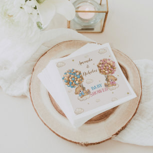 Zwillings-Jungen-Mädchen-Shower Rosa Blau Bär Luft Serviette