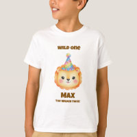 Zwillings-Jungen-Safari-Geburtstags-T-Shirt Löwe