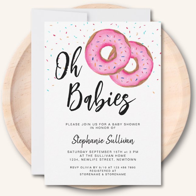 Zwillings-Mädchen-Baby-Party Einladung (Von Creator hochgeladen)