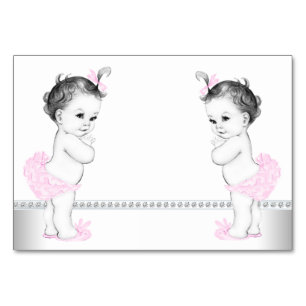 Zwillings-Mädchen-Baby-Party Tischnummer