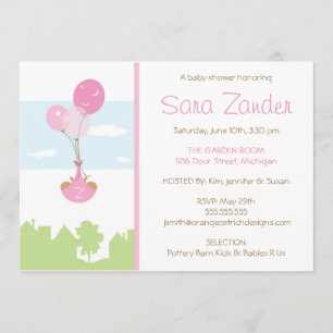 Zwillings-Monogramm-Ballon-Babyparty-Einladung Einladung