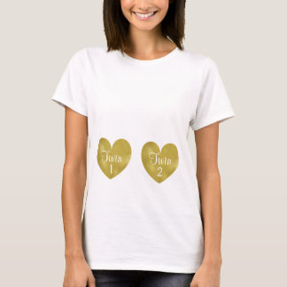 Zwillings-MutterschaftsT - Shirt-Goldfolien-Herzen T-Shirt