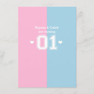 Zwillings Sportlich 01 1. Geburtstagseinladungen Einladung