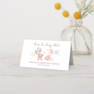 Zwillings-Teddybär-Babyshower-Tütenaufsatz für Mäd Platzkarte