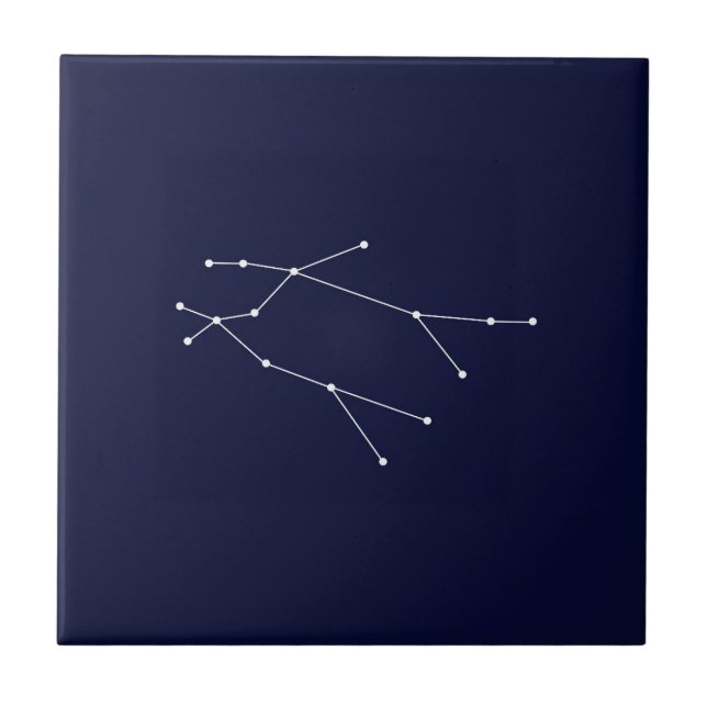 Zwillings-Tierkreis-Konstellation dunkelblau Fliese (Vorderseite)