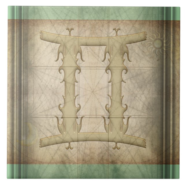 Zwillings-Tierkreis-Zeichen Fliese (Vorderseite)