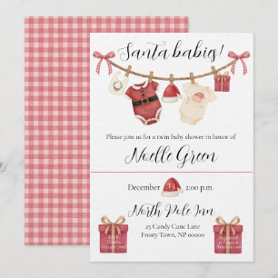 Zwillings-Weihnachtsbabys Baby Shower Einladung