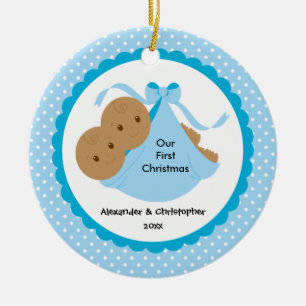 Zwillings-Weihnachtsbaumanhänger für Babys erstes Keramikornament