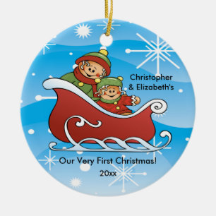 Zwillings-Weihnachtsgebäck Baby's erstes Weihnacht Keramikornament