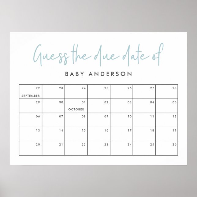 Zwillingsbaby-Dusche Blau, modernes Typografie-Pos Poster (Vorne)