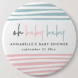 Zwillingsbaby-Dusche Rosa Blau Moderne Typografie  Button