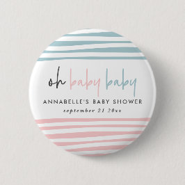 Zwillingsbaby-Dusche Rosa Blau Moderne Typografie  Button